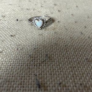 Sterling Silver Heart Shaped Opal Ring